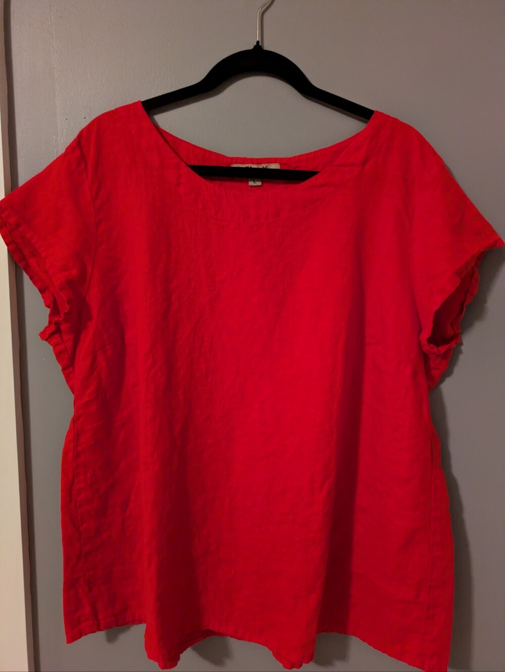 Flax Red Linen Top L